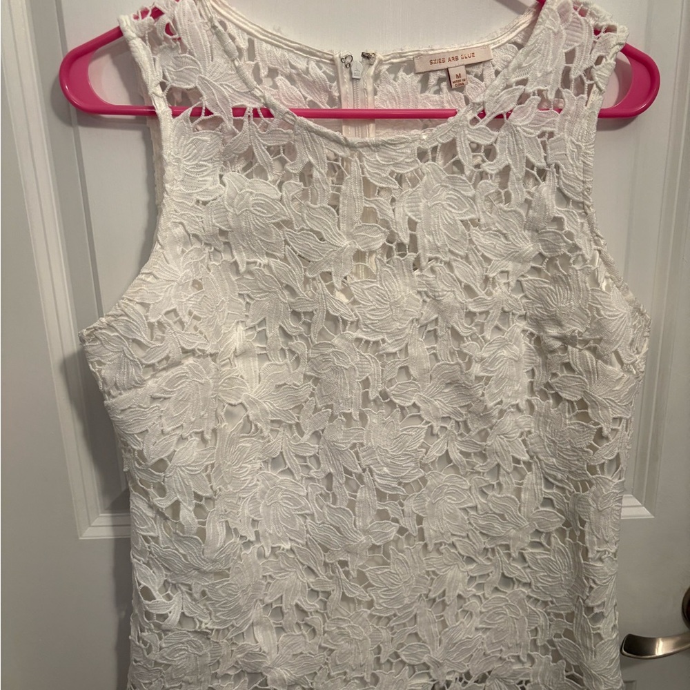 Skies Are Blue White Lace Sleeveless Top